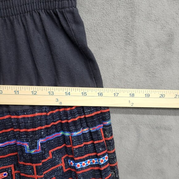 Thai Black Cotton Handwoven Embroidered Multi Color Women's Long Skirt SZ Small - Picture 10 of 13